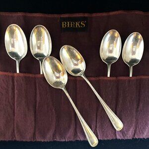 Simply elegant antique Birks Saxon sterling coffee spoons in original sleeve